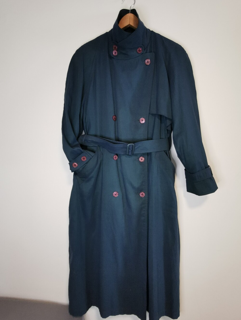 Medium Vintage London Fog Classic Women's Double-Breasted Trench - Dark Teal